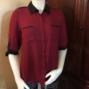 🆕 Sugarmint Burgundy/Black Blouse-Med